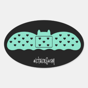 Mint Bat Bandage Ovale Sticker
