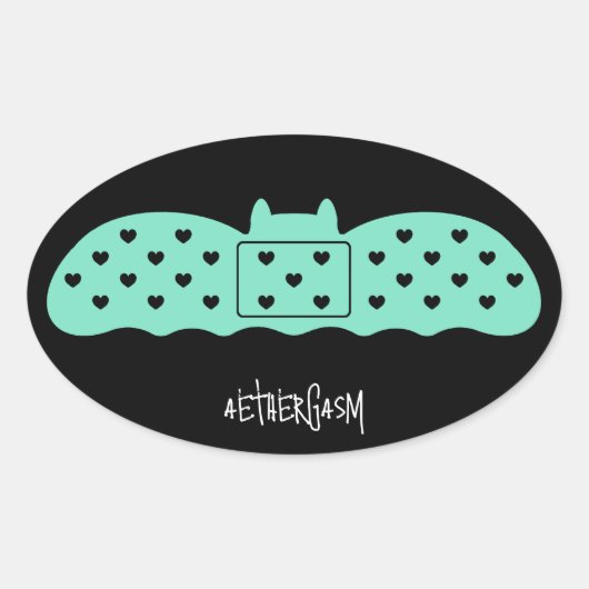 Mint Bat Bandage Ovale Sticker (Voorkant)