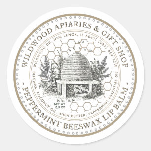 Mint Beeswax Lip Balm  Skep in Mint Garden Ronde Sticker