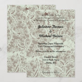 Mint Beige Faux Lace Floral Wedding Kaart (Voorkant / Achterkant)