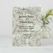 Mint Beige Faux Lace Floral Wedding Kaart (Staand voorkant)