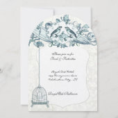 Mint Bird Cage Oak  Birds Scroll Wedding Kaart (Achterkant)