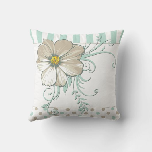 MINT BISQUE POINTS STRIPES Coussin monogramme (Verso)