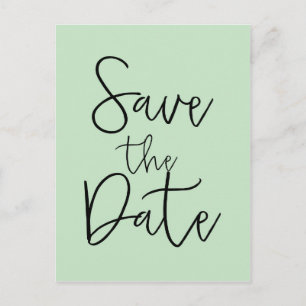Mint & Black SAVE THE DATE moderne script ansichtk Aankondigingskaart