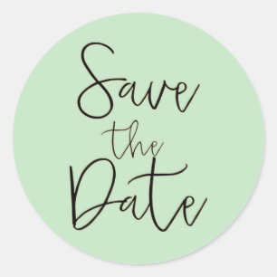 Mint & Black Script Type SAVE THE DATE Sticker