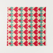 Mint blauw, rode harten tegel patroon. wandkleed (Voorkant (horizontaal))