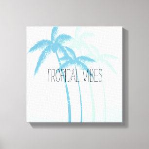Mint blauw tropische palmbomen Ombre Canvas Afdruk