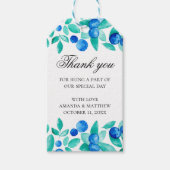 Mint blauwe bruiloft dank u. bosbes cadeaulabel (Voorkant)