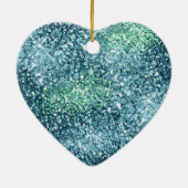 Mint Blauwgroen Aqua Sparkle Mermaid Glitter Keramisch Ornament (Achterkant)