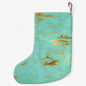 Mint Blauwgroen & Goud Marmer Glitter en Sparkle Kleine Kerstsok (Achterkant)