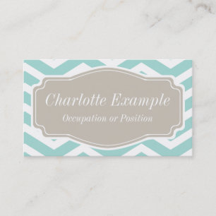 Mint Blauwgroen White Tan Chevron Personal Visitekaartje
