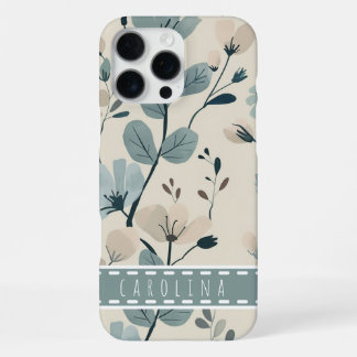 Mint Bloem iPhone 16 Hoesje, Gepersonaliseerde Naa Pro Max Hoesje