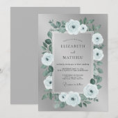 Mint Bloom Bruiloft Kaart (Voorkant / Achterkant)