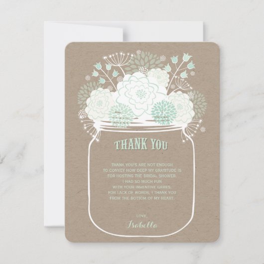 Mint Blooms Mason Jar Carte de remerciements Maria (Devant)