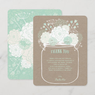 Mint Blooms Mason Jar Wedding Hartelijk dank Kaart