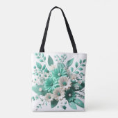 Mint Blossom Elegance Floral Charm tote bag (Dos)