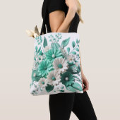 Mint Blossom Elegance Floral Charm tote bag (De près)
