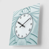Mint Blue Art Deco Clock - Stijlvolle Abstracte li Vierkante Klok (Hoek)
