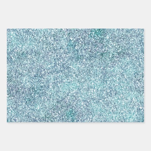 Mint Blue Blauwgroen Ombre Sparkle Glitter Inpakpapier Vel (Voorkant)