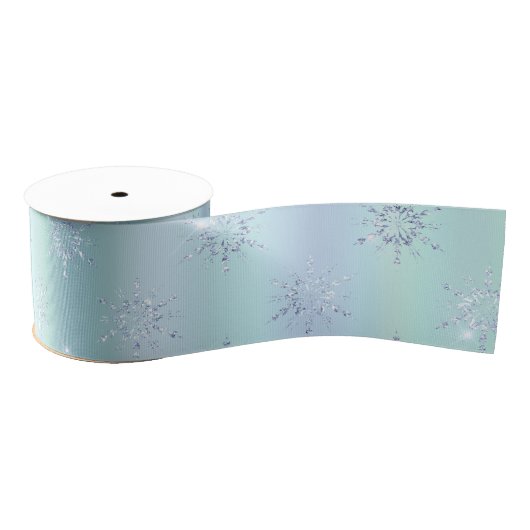 Mint Blue Christmas Snowflakes Grosgrain Lint (Spoel)