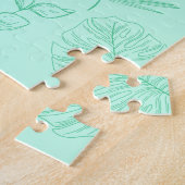 Mint Blue Leaves Pattern Legpuzzel (Zijkant)