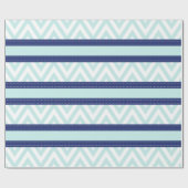 Mint Blue & Navy Stripes Chevron Pattern Cadeaupapier (Vlak)