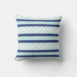 Mint Blue & Navy Stripes Chevron Pattern Kussen