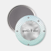 Mint Blue Ombre Silver Glitter Mermaid Magneet (Voorkant / Achterkant)