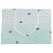 Mint Blue Ombre Silver Glitter Zeemeermin Sparkle Groot Cadeauzakje (Voorkant)