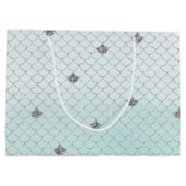 Mint Blue Ombre Silver Glitter Zeemeermin Sparkle Groot Cadeauzakje (Achterkant)