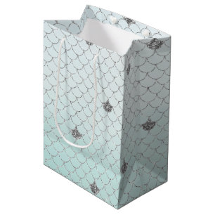 Mint Blue Ombre Silver Glitter Zeemeermin Sparkle Medium Cadeauzakje