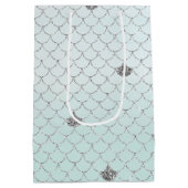 Mint Blue Ombre Silver Glitter Zeemeermin Sparkle Medium Cadeauzakje (Achterkant)