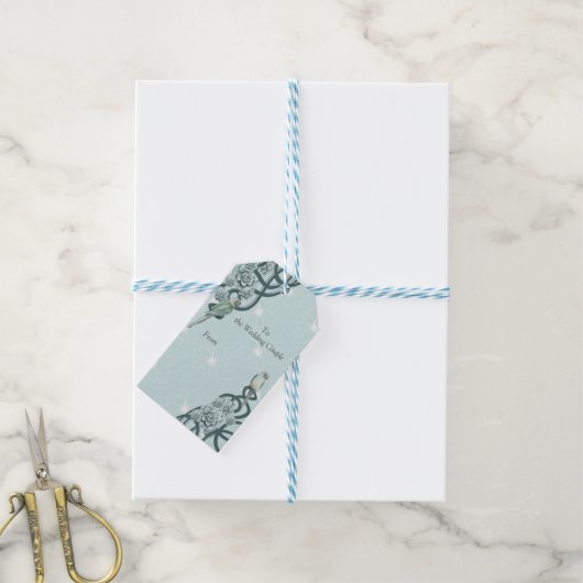 Mint Blue Pine Green Succulents Cadeaulabel (Met Touw)