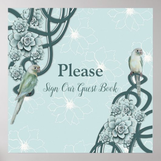 Mint Blue Pine Green Succulents Poster (Voorkant)