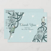 Mint Blue Pine Green vetplanten Dank u Aankondigingskaart (Voorkant / Achterkant)