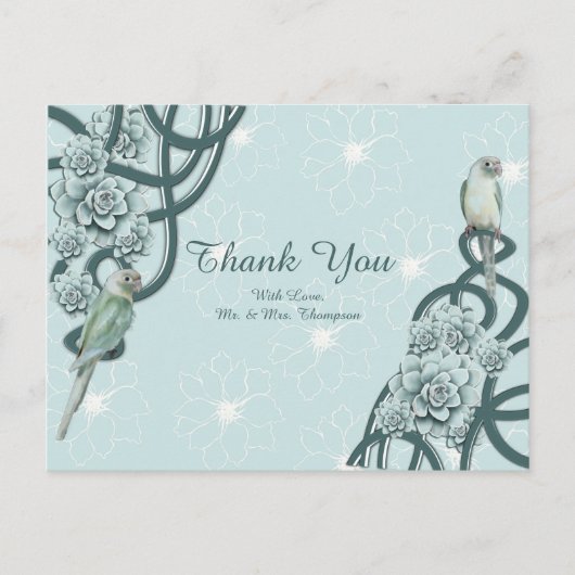 Mint Blue Pine Green vetplanten Dank u Aankondigingskaart (Voorkant)