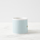Mint Blue Pinstripe Mug – Custom Initial & Name  Espresso Kop (Voorkant)