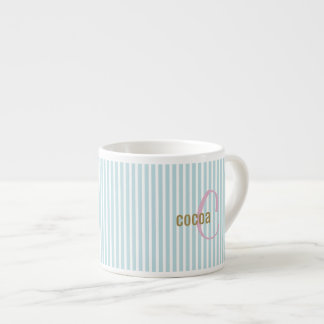 Mint Blue Pinstripe Mug – Custom Initial & Name  Espresso Kop