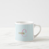 Mint Blue Pinstripe Mug – Custom Initial & Name  Espresso Kop (Rechts)