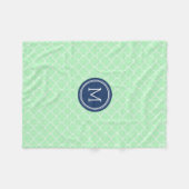 Mint Blue Quatrefoil Pattern Monogram Blanket Fleece Deken (Voorkant (Horizontaal))