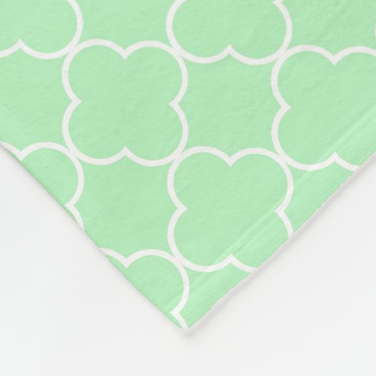 Mint Blue Quatrefoil Pattern Monogram Blanket Fleece Deken (Hoek)
