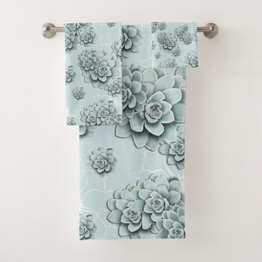 Mint Blue Succulents sur motif simple Répéter (En situation)