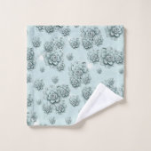 Mint Blue Succulents sur motif simple Répéter (Gant de toilette)