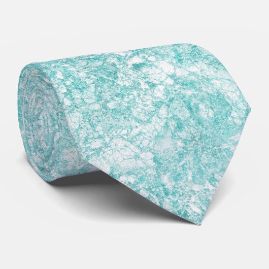 Mint Blue & White Marble Texture Stropdas (Opgerold)