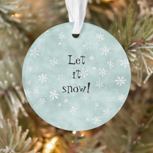 Mint Blue White Snowflakes Peppermint Christmas Ornament (Boom)