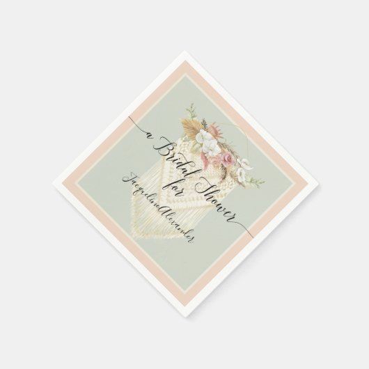 Mint Blush Pampas Grass Bloemen Groen Bruid Servet (Hoek)