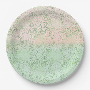 Mint Blush Roze Waterverf Confetti Stippen Papieren Bordje