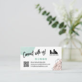 Mint Blush Verbind met US Social Media QR Code Visitekaartje (Staand voorkant)