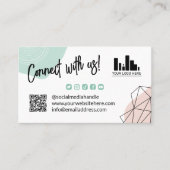 Mint Blush Verbind met US Social Media QR Code Visitekaartje (Voorkant)