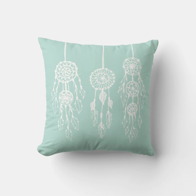 Mint Bohemian Dreamcatchers Kussen (Voorkant)